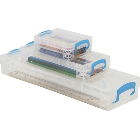 Super Stacker School Kit: Snap-tight Closure Heavy Duty Stackable - Transparent Plastic Organizer - Cubbies & Storage