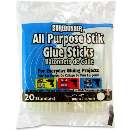 SureBonder 4’’ All Purpose Glue Sticks - Clear - 20 / Pack - Guns & Accessories