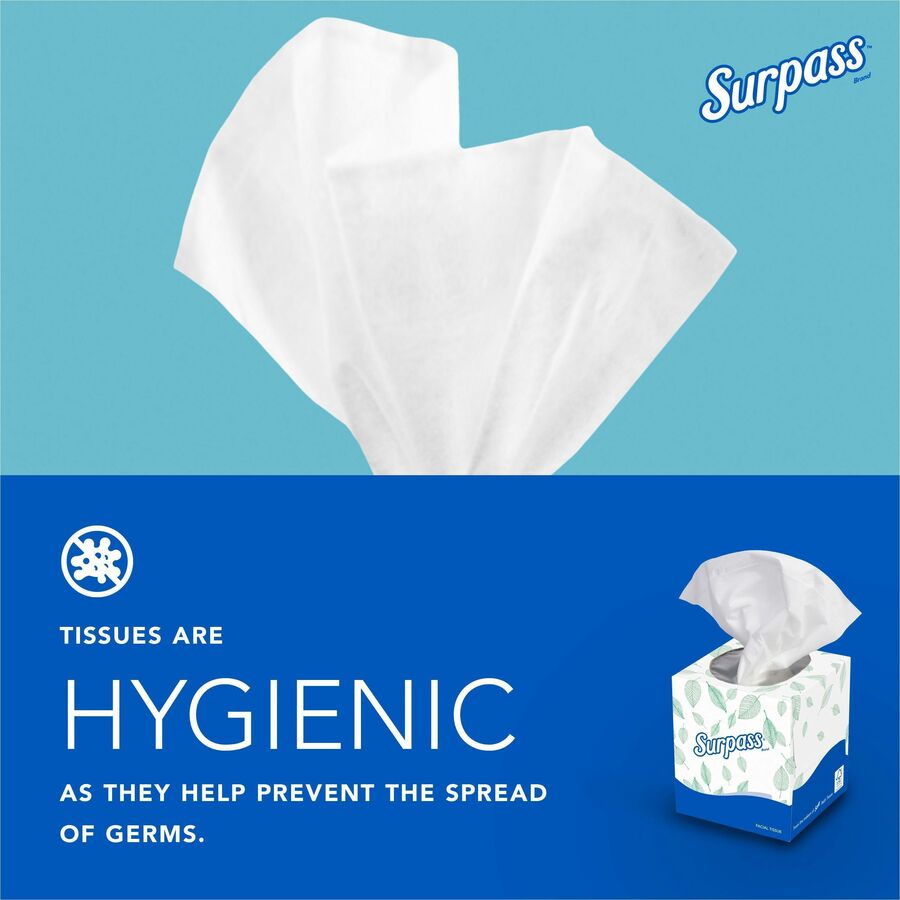 Surpass Facial Tissue Cube for Business - 2 Ply - 8.30’’ Width x 7.80’’ Length - White - Fiber - 90/Box - 36 / Carton