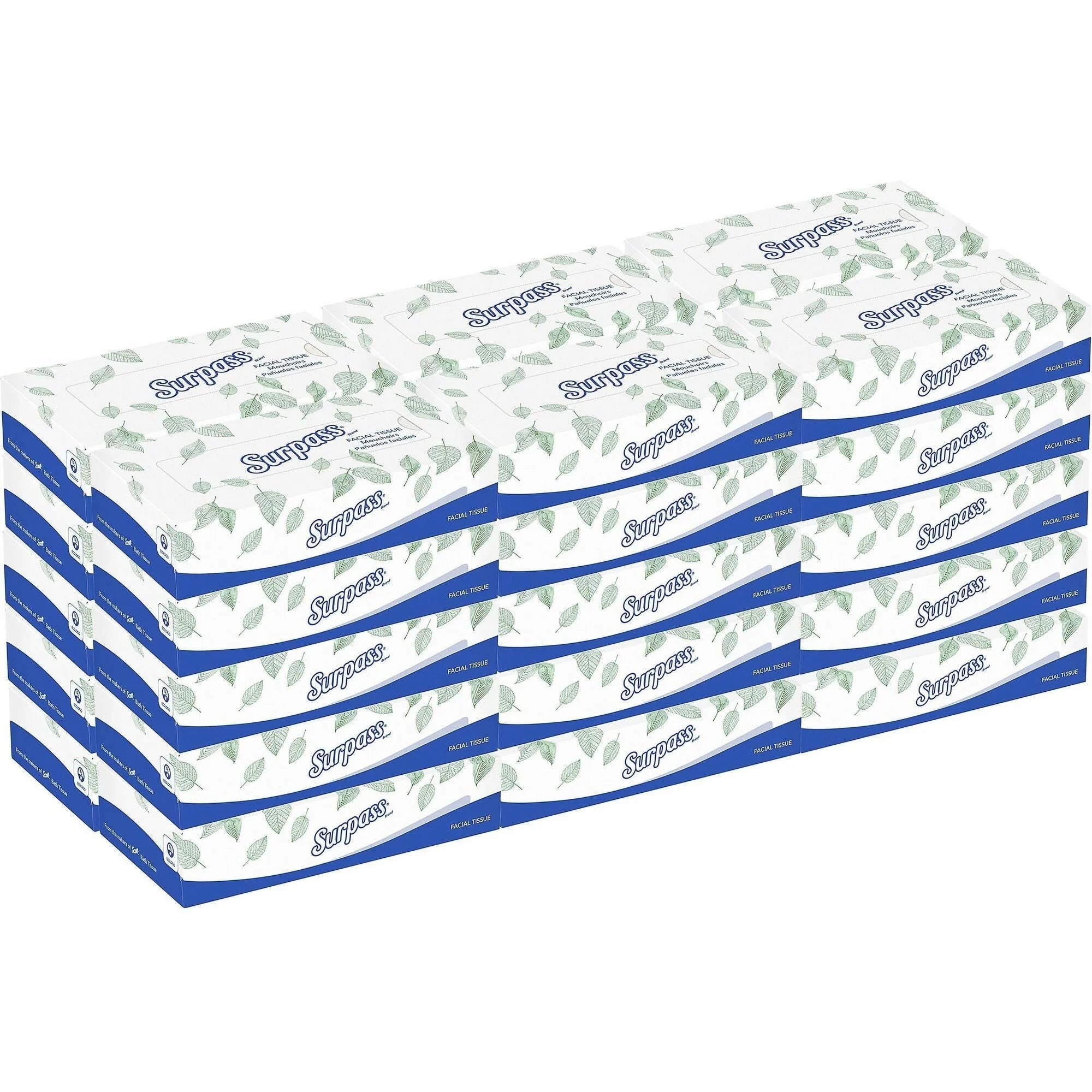 Surpass Flat Box Facial Tissue: 2-Ply WhiteBox - 100/Box - 30/Carton - Tissues
