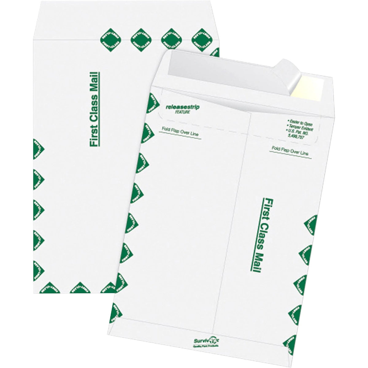 Survivor® Tyvek First Class Mailer - #15 1/2 - 12’’ x 15 1/2’’ - 14 lb - White - 100/Box - Mailers