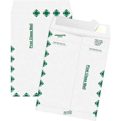 Survivor® Tyvek First Class Mailer - #15 1/2 - 12’’ x 15 1/2’’ - 14 lb - White - 100/Box - Mailers