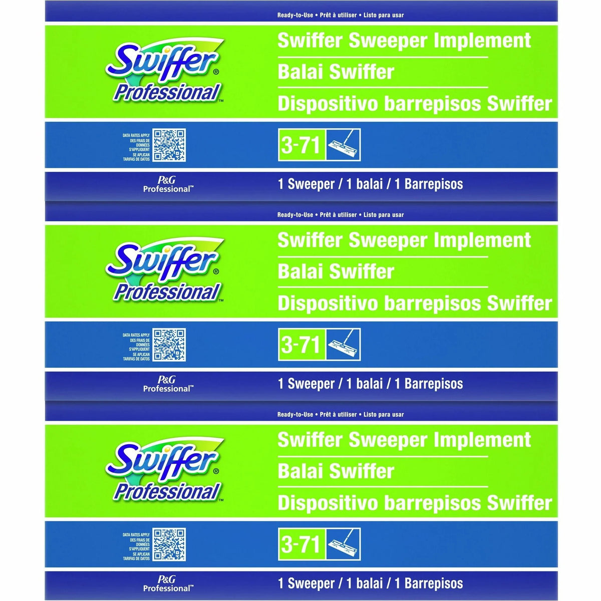 Swiffer Professional Sweeper: 10’’ Swivel Head Lightweight - Green (3/Carton) - Brooms & Sweepers
