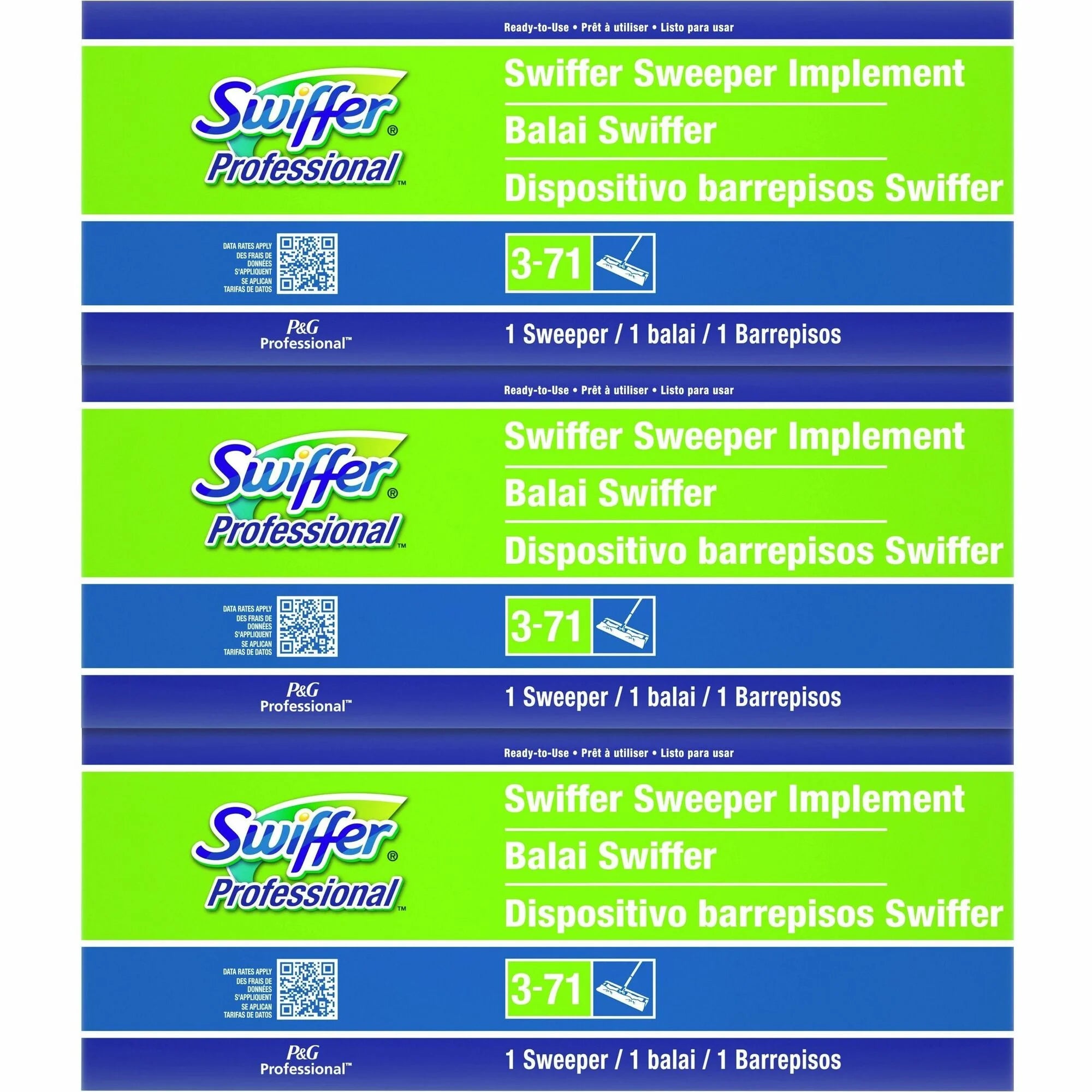 Swiffer Professional Sweeper: 10’’ Swivel Head Lightweight - Green (3/Carton) - Brooms & Sweepers