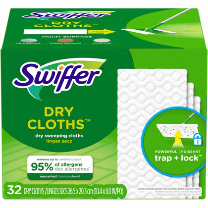 Swiffer Sweeper Dry Pad Refill - White - 32/Box - Clean with Ease - Brooms & Sweepers