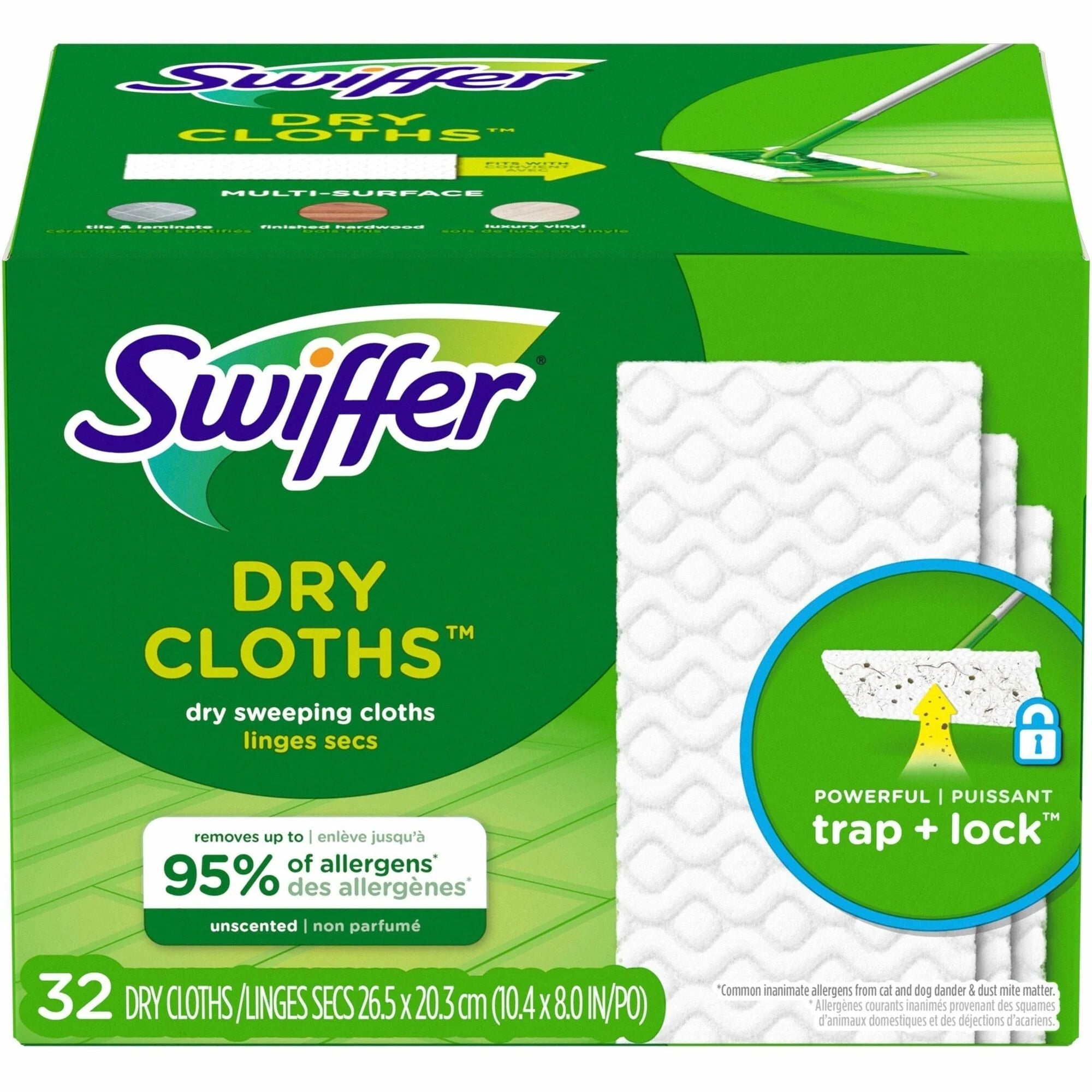 Swiffer Sweeper Dry Pad Refill - White - 32/Box - Clean with Ease - Brooms & Sweepers