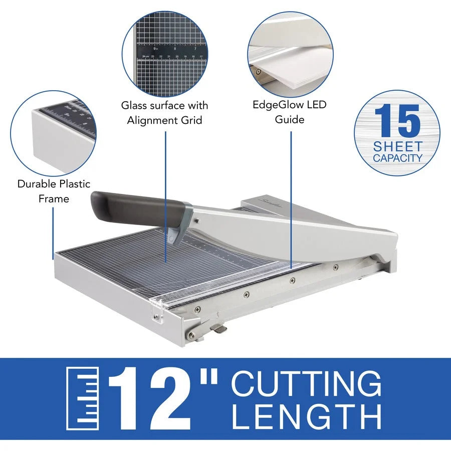 Swingline ClassicCut Glass Trimmer: 15-Sheet Capacity 12’’ Length Safety Latch - Paper Trimmers & Accessories