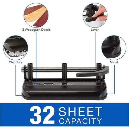Swingline Heavy-Duty Punch: 7 Punch Heads 32 Sheet Capacity - Paper Punches