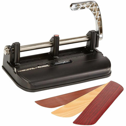 Swingline Heavy-Duty Punch: 7 Punch Heads 40-Sheet Capacity - Black Chrome Woodgrain - Paper Punches