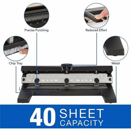 Swingline Heavy-Duty Punch: 7 Punch Heads 40 Sheet Capacity - Paper Punches