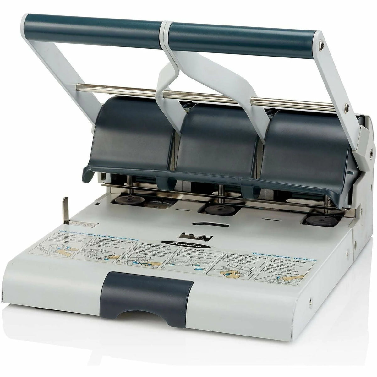 Swingline Manual Punch: 3 Punch Heads 160 Sheet Capacity - Paper Punches
