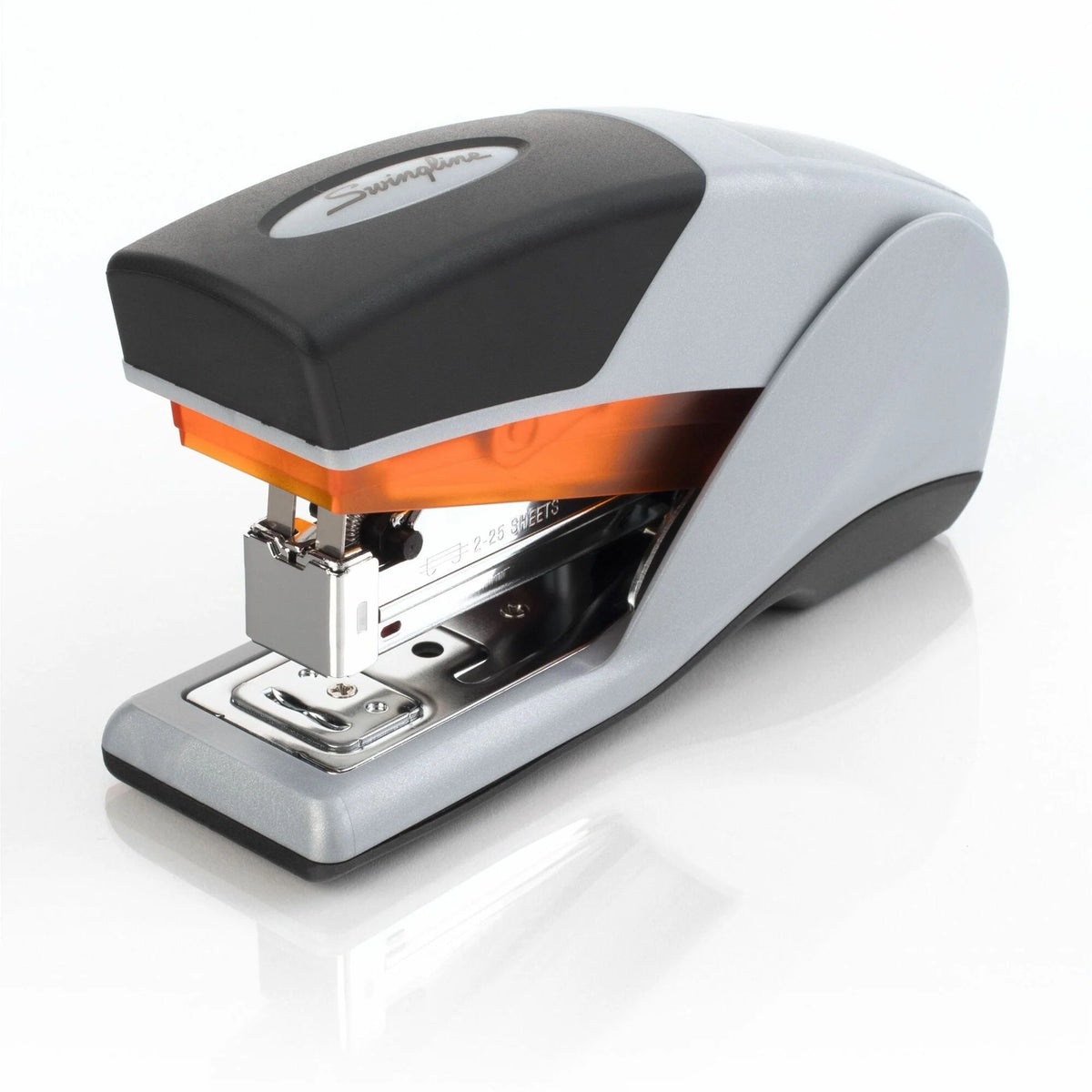 Swingline Optima 25 Compact Stapler - Effortless Stapling for Sheets - Gray/Black/Orange - Staplers
