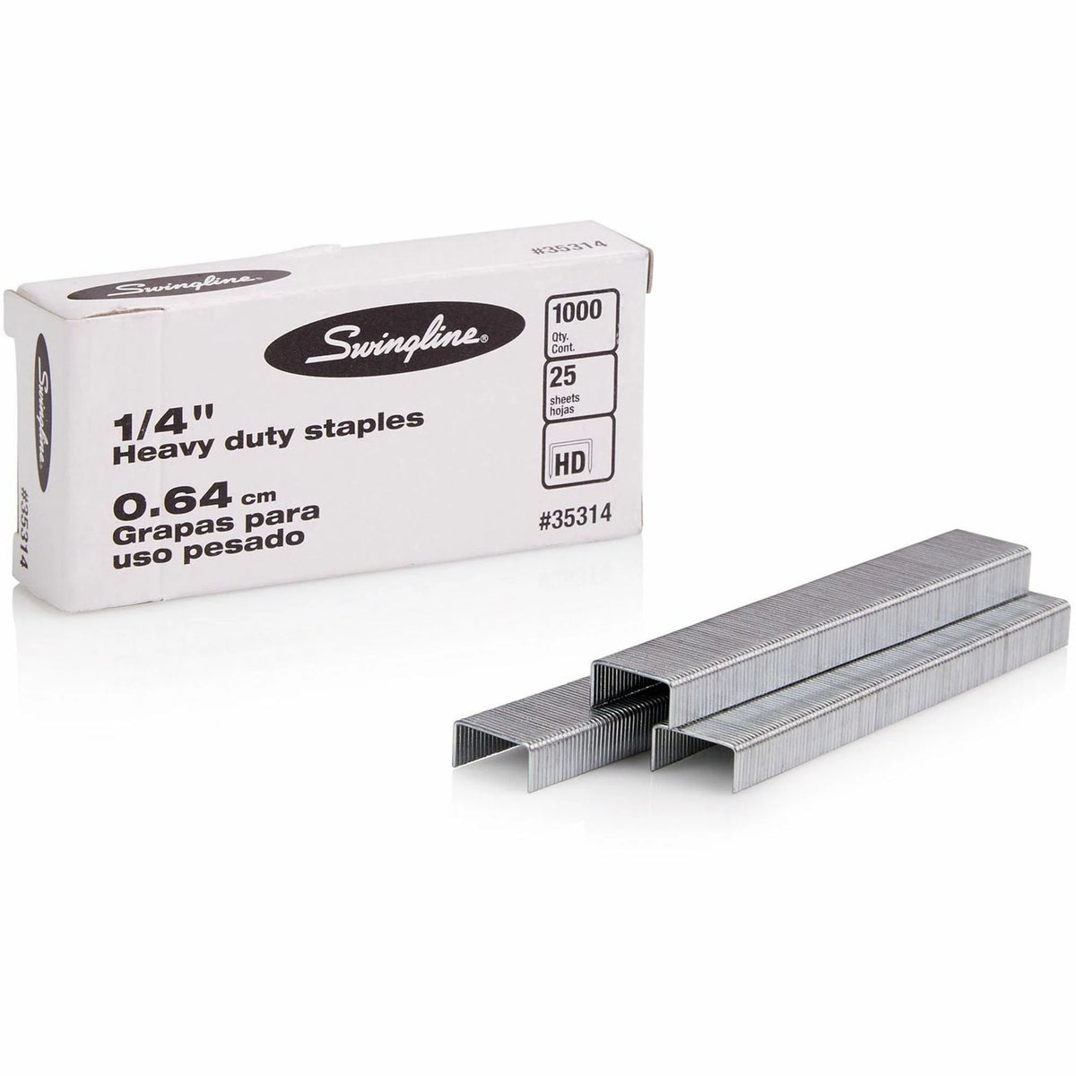 Swingline Premium Heavy-Duty Staples: 1/4’’ Leg Holds 25 Sheets Chisel Point - 1000/Box - Staples & Staple Removers