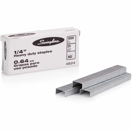 Swingline Premium Heavy-Duty Staples: 1/4’’ Leg Holds 25 Sheets Chisel Point - 1000/Box - Staples & Staple Removers
