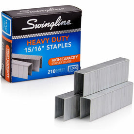 Swingline Premium Heavy-Duty Staples: 15/16’’ Leg Holds 210 Sheets - 1000/Box - Staples & Staple Removers