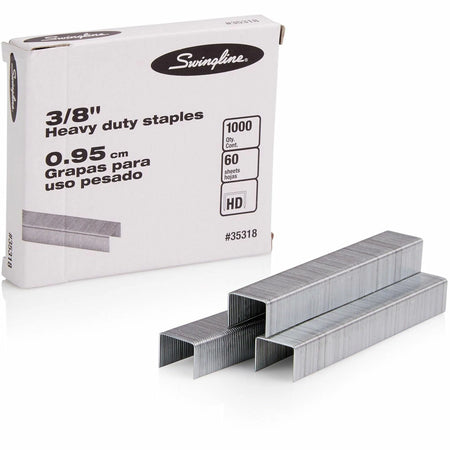 Swingline Premium Heavy-Duty Staples: 3/8’’ Leg Holds 60 Sheets - Chisel Point - Silver - Staples & Staple Removers