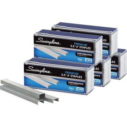 Swingline S.F. 4 Premium Staples: 1/4’’ Leg Chisel Point - Silver - 5000/Box - Staples & Staple Removers