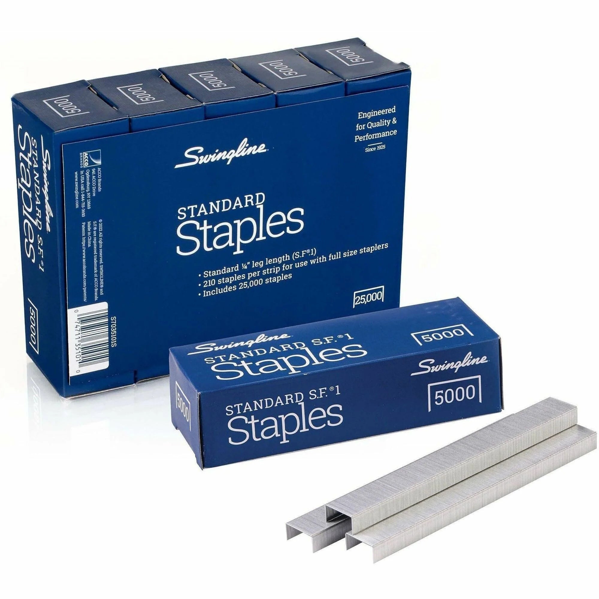 Swingline Standard Staples - 1/4’’ Chisel Point - Durable - 5000/Box - & Staple Removers