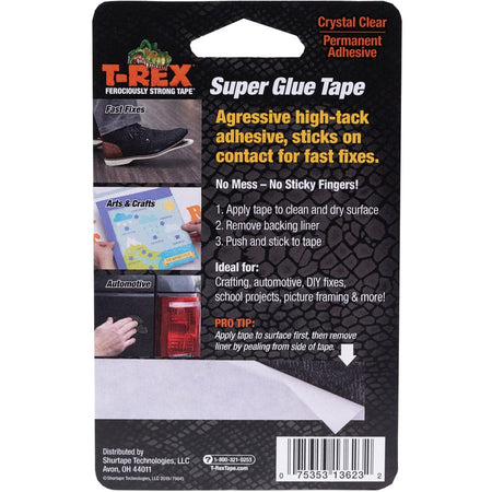 T-REX Double Sided Super Glue Tape - 15 ft Length x 0.75’’ Width - White - Acrylic - 1 Each - Double-Sided