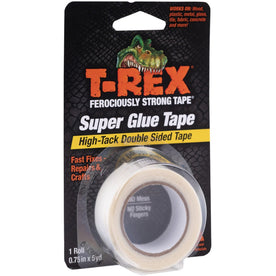 T-REX Double Sided Super Glue Tape - 15 ft Length x 0.75’’ Width - White - Acrylic - 1 Each - Double-Sided