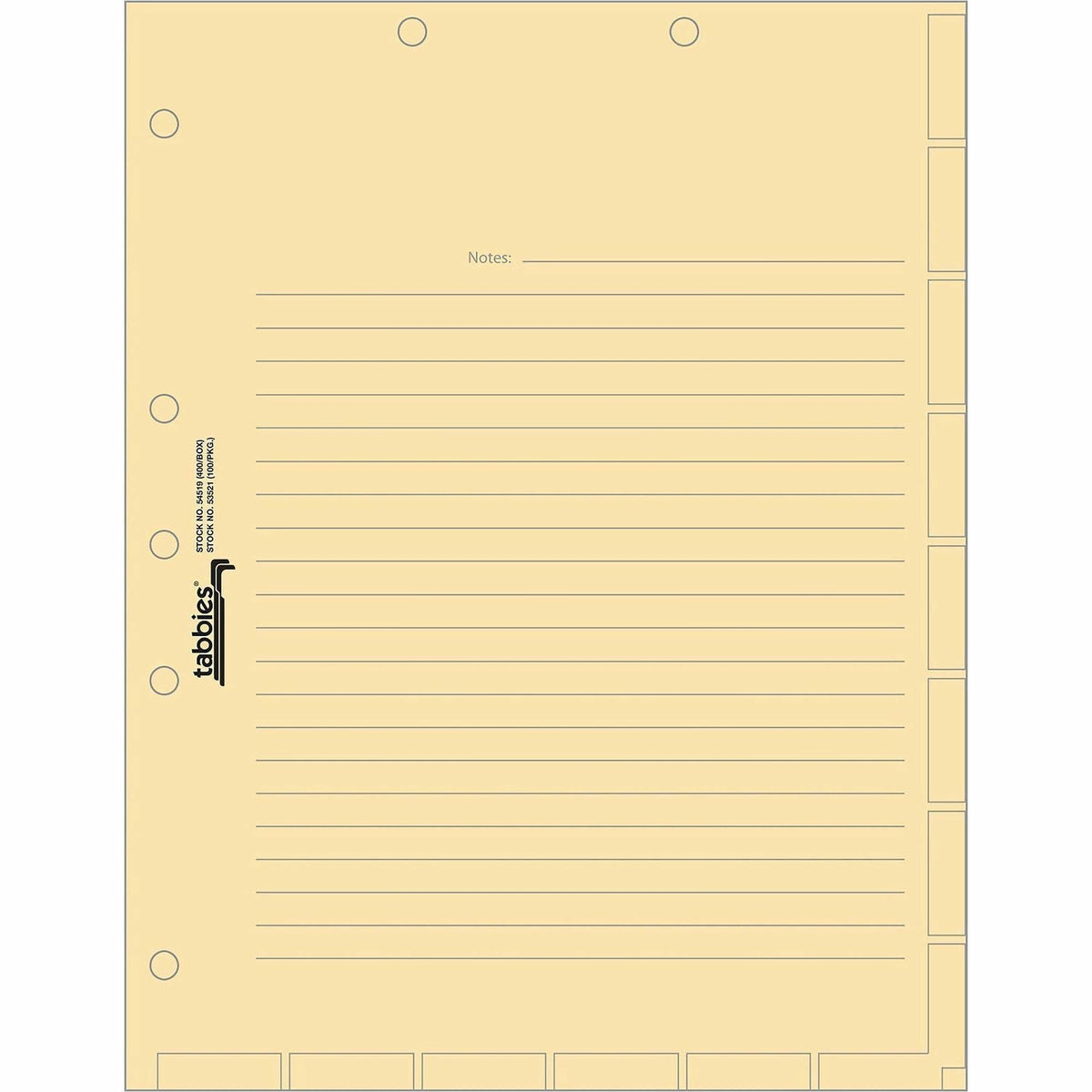 Tabbies 7-hole Manila Chart Divider Sheets - 2000