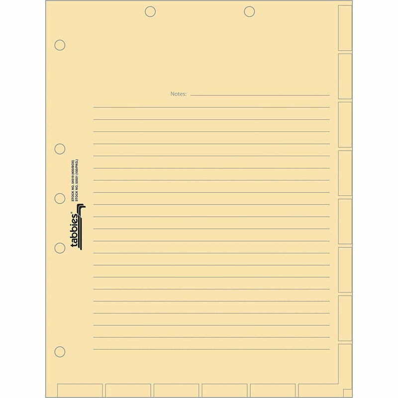 Tabbies 7-hole Manila Chart Divider Sheets - 2000