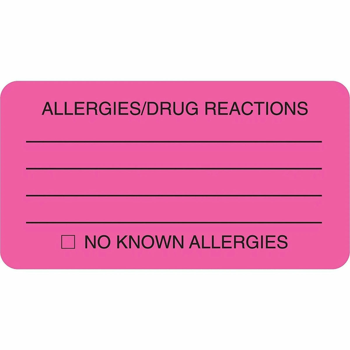 Tabbies Allergy/Drug Reactions Alert Labels - Pink - 250 - Medical