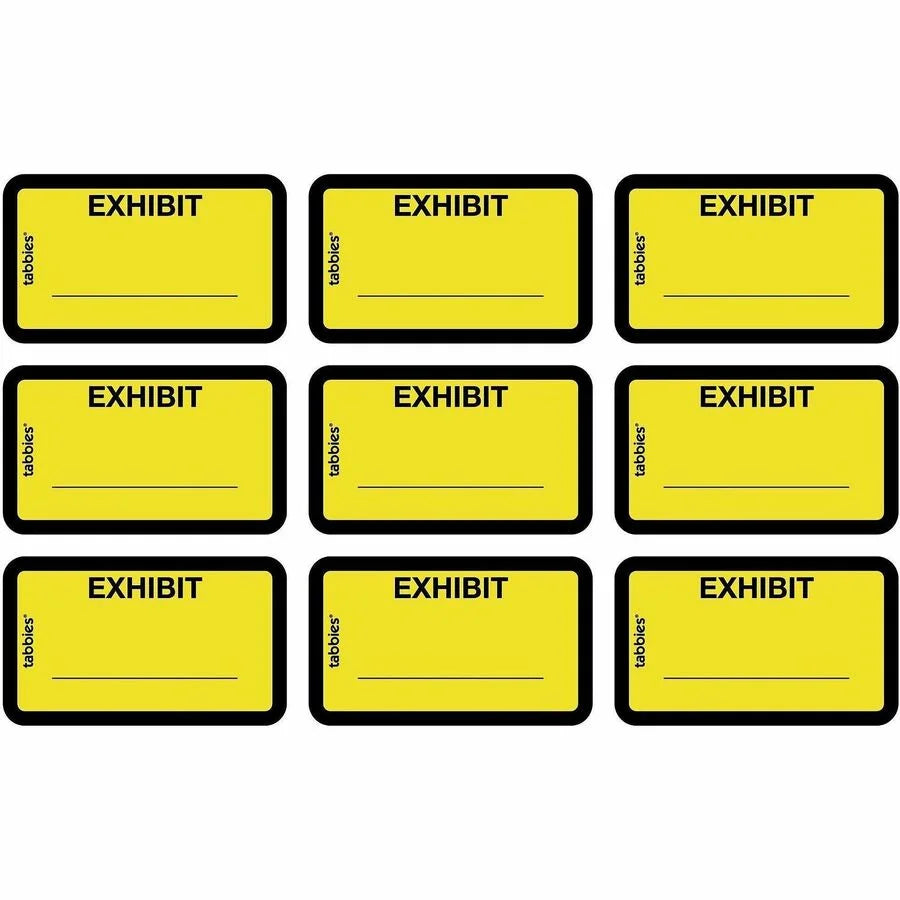 Tabbies Color-Coded Legal Exhibit Labels - Yellow - 252 - Filing