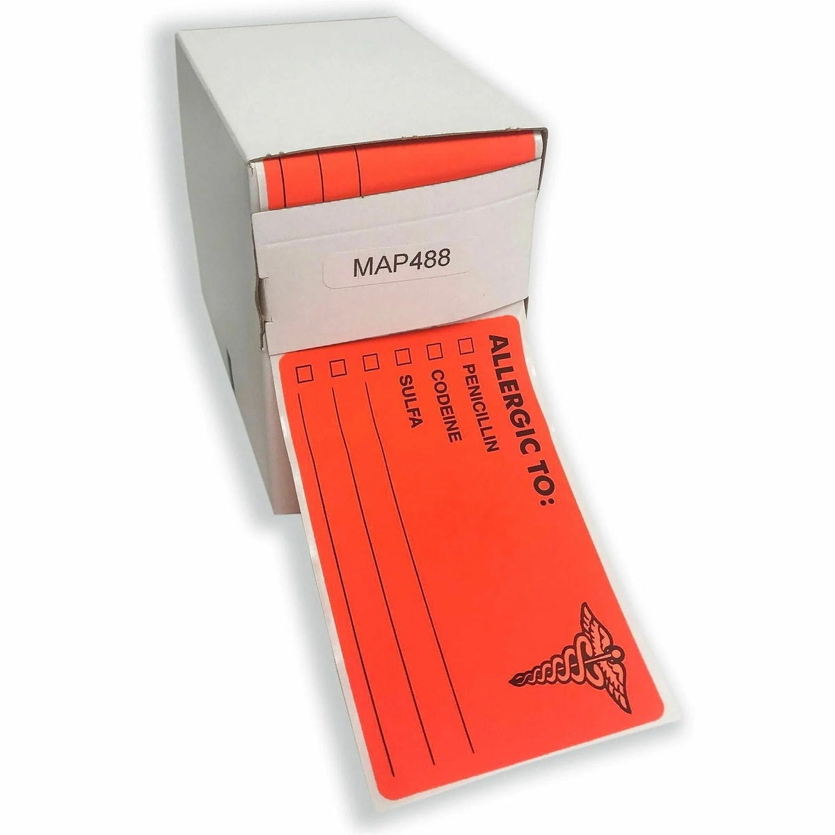 Tabbies Medical Allergy Labels - 4x2 - Fluorescent Red - Self-adhesive
