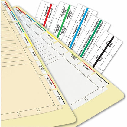 Tabbies Medical Chart Index Divider Sheets - Blank Tabs - 7 Hole Punched - White - 400/Box - Filing Accessories
