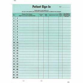 Tabbies Patient Sign-In Label Forms - 125-Pack Green Letter Size - Medical Labels