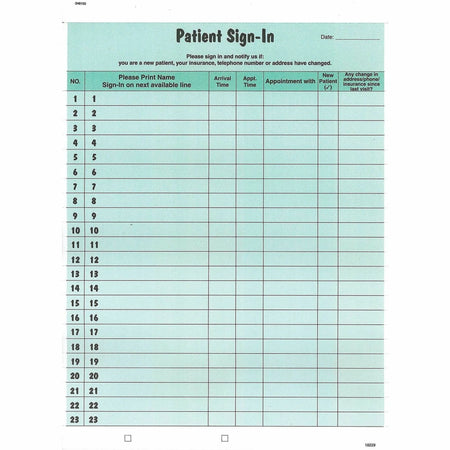 Tabbies Patient Sign-In Label Forms - 125-Pack Green Letter Size - Medical Labels