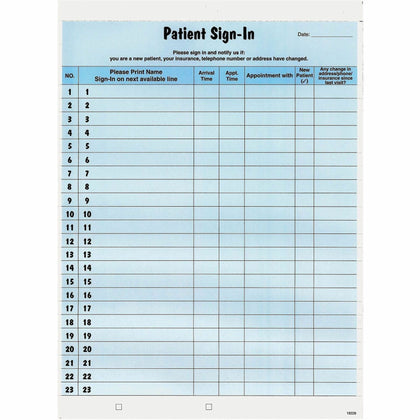 Tabbies Patient Sign-In Label Forms - 125 Sheets - Blue - Convenient 125-Pack - Medical Labels