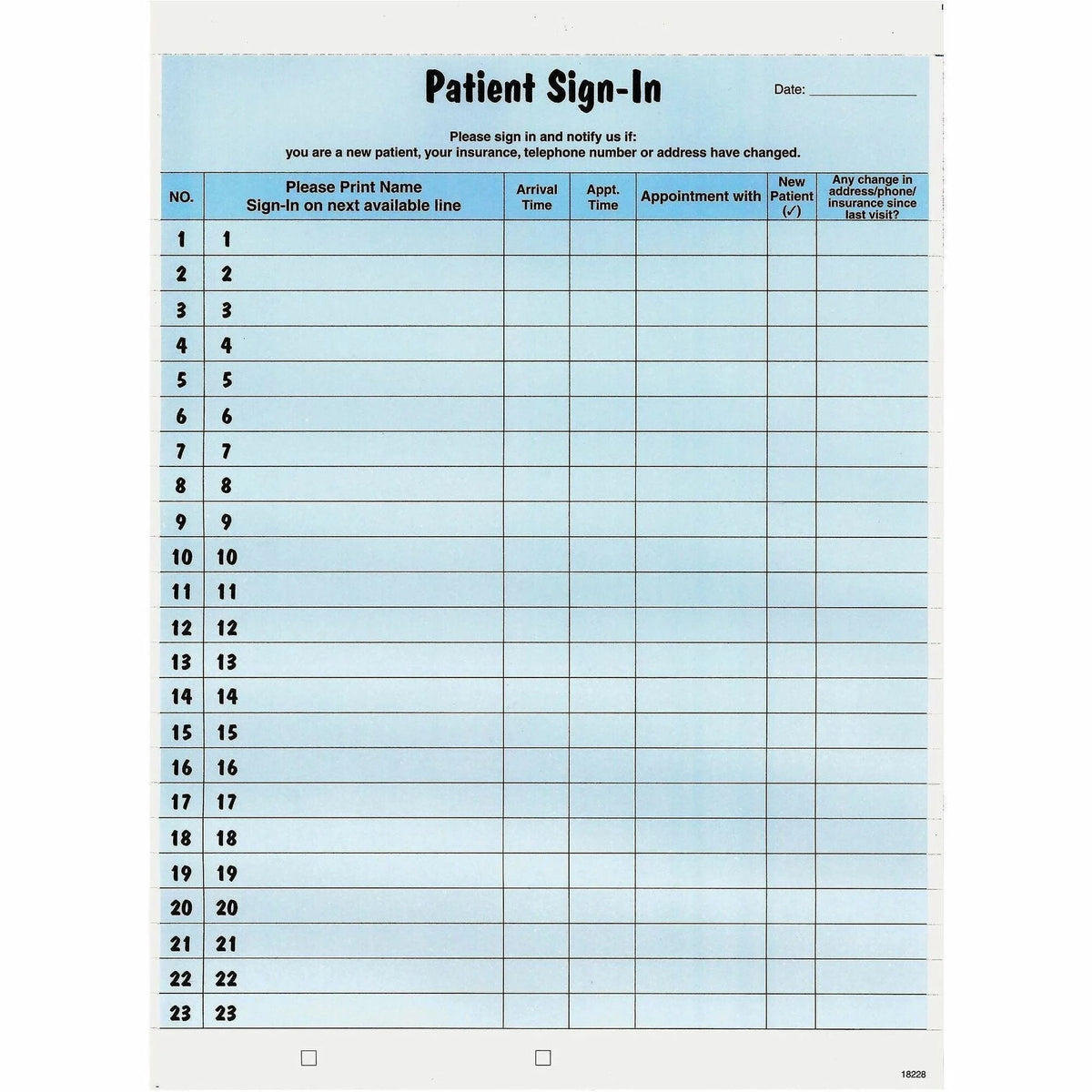 Tabbies Patient Sign-In Label Forms - 125 Sheets - Blue - Convenient 125-Pack - Medical Labels