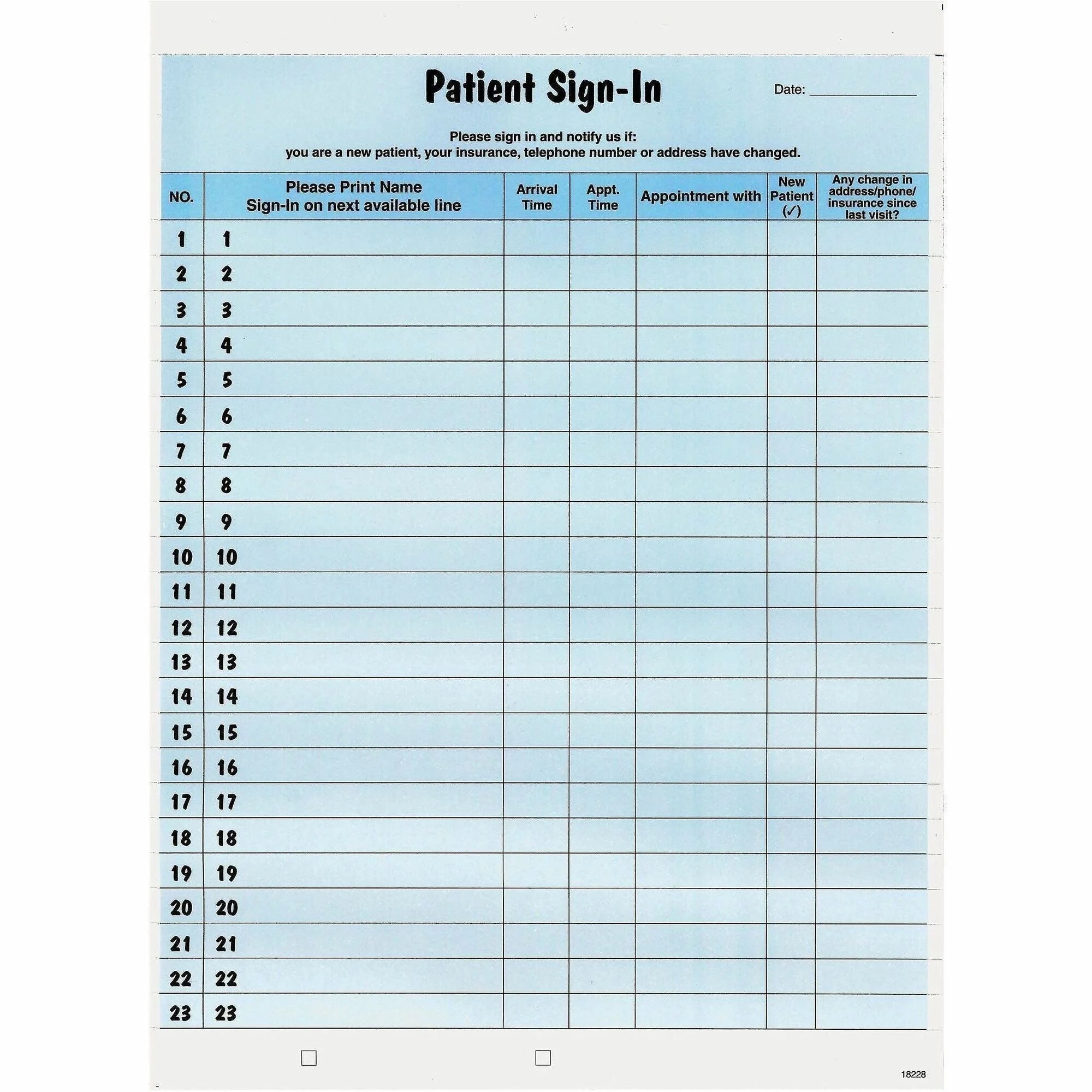 Tabbies Patient Sign-In Label Forms - 125 Sheets - Blue - Convenient 125-Pack - Medical Labels