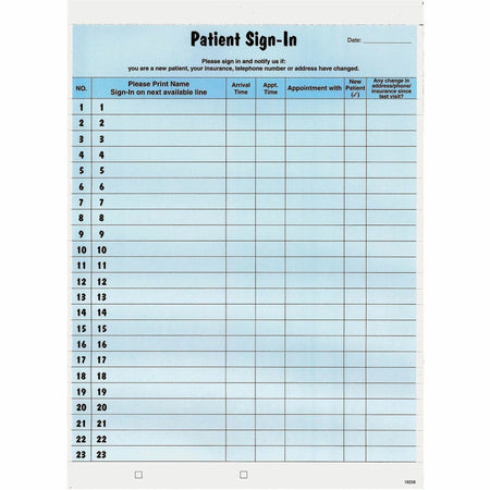 Tabbies Patient Sign-In Label Forms - 125 Sheets - Blue - Convenient 125-Pack - Medical Labels