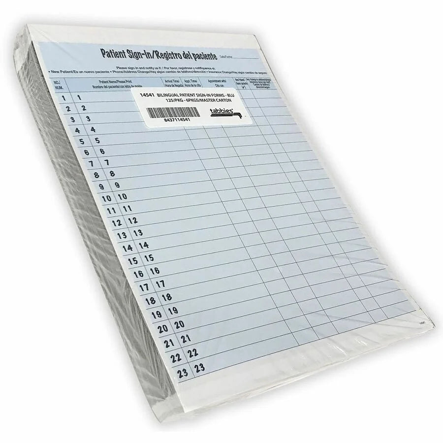 Tabbies Patient Sign-in Label Forms - Blue - 125 Pack - Medical Labels