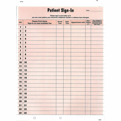 Tabbies Patient Sign-In Label Forms - Salmon - 125 Sheets - Pack of - Medical Labels