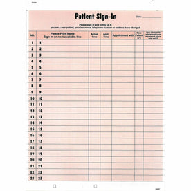 Tabbies Patient Sign-In Label Forms - Salmon - 125 Sheets - Pack of - Medical Labels