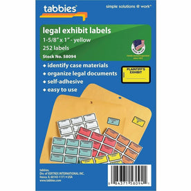 Tabbies Plaintiff’s Exhibit Legal File Labels - Organize Files with Yellow - Filing