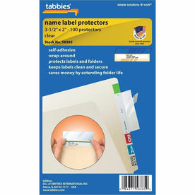 Tabbies Self-adhesive Label Protectors for 3 1/2’’ x 2’’ Sheets - Clear - 100 Pack - Filing Labels