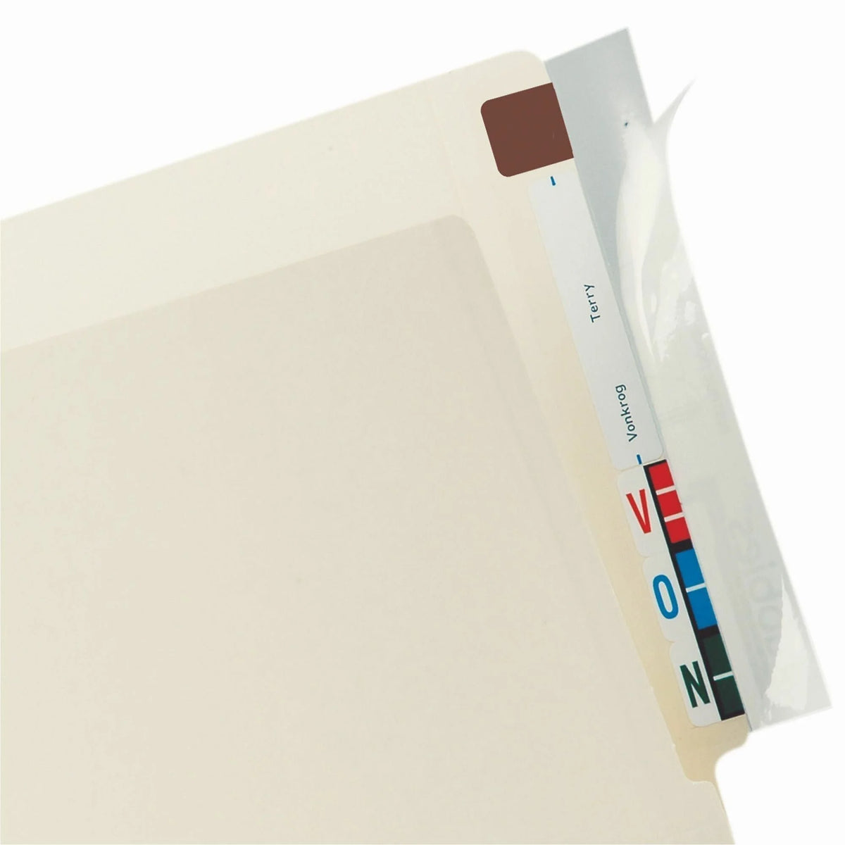Tabbies Wrap Around Folder End Tabs - Clear Wear & Tear Resistant - 2’’x8’’ - 100/Pack - Index Accessories Page Markers