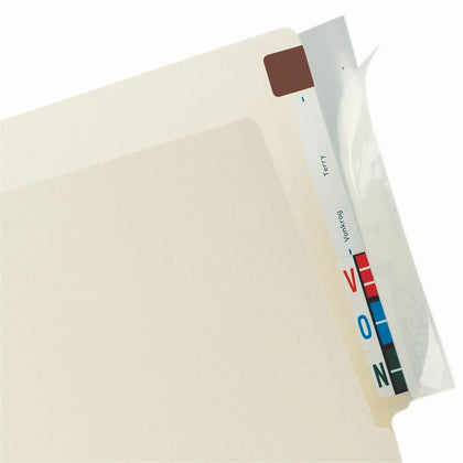 Tabbies Wrap Around Folder End Tabs - Clear Wear & Tear Resistant - 2’’x8’’ - 100/Pack - Index Accessories Page Markers