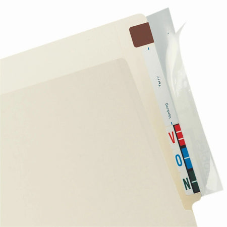 Tabbies Wrap Around Folder End Tabs - Clear Wear & Tear Resistant - 2’’x8’’ - 100/Pack - Index Accessories Page Markers