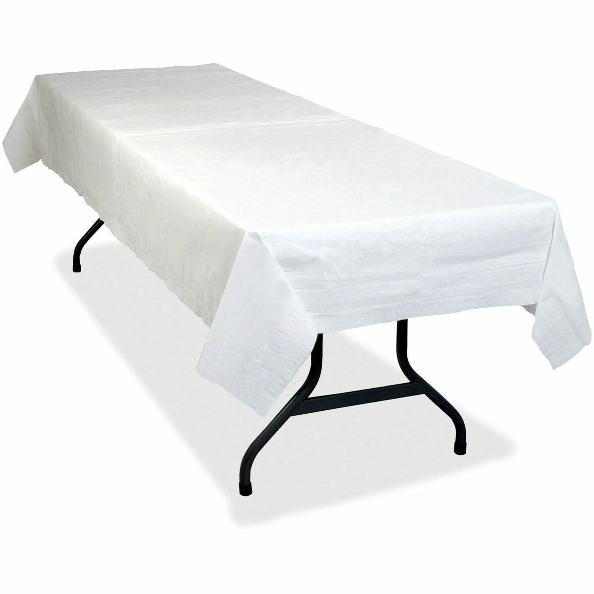 Tablemate Table Set Poly Tissue Cover - 108’’ Length x 54’’ Width - White - 6 / Pack - Disposable Tablecloths