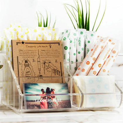 Tampon Tribe Feminine Care Organizers - White Display - 2/Carton - Hygiene Products