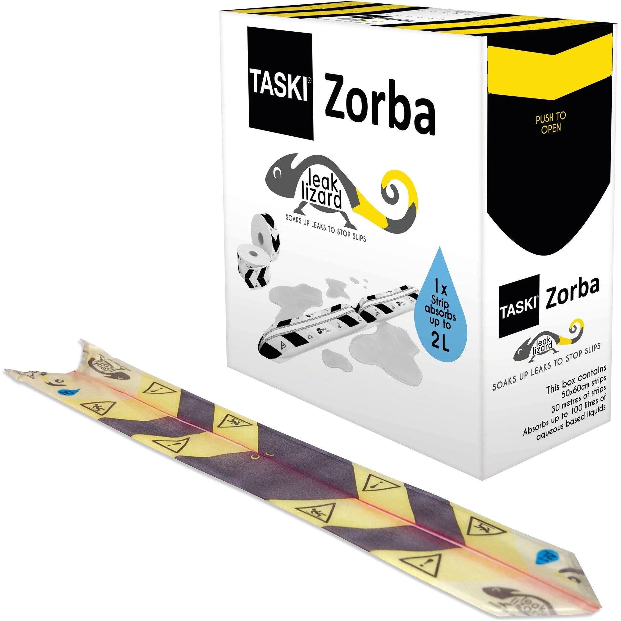 TASKI Leak Lizard Absorbent Control Strip - 100 ft Length - 50 / Carton - Spill & Absorbents