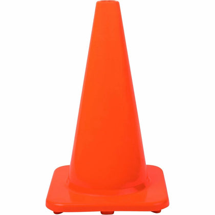 Tatco 18’’ Traffic Cone: Sturdy PVC Construction - Bright Orange - 1 Unit - Safety Signs