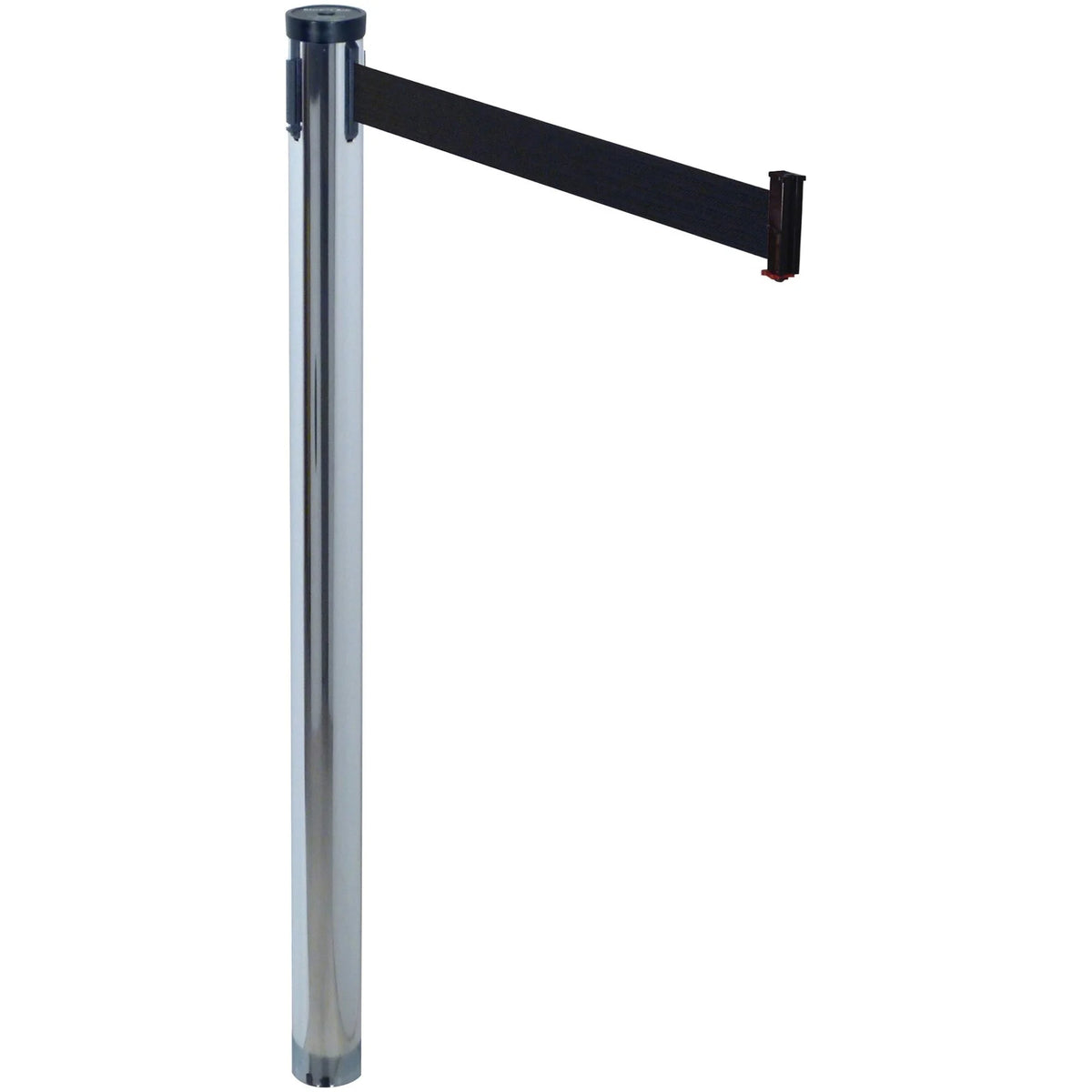 Tatco Adjusta-Tape Stanchions: Chrome Plated 10 ft Post Black Tape Attachment - Crowd Control