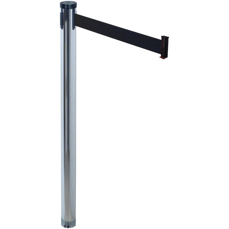 Tatco Adjusta-Tape Stanchions: Chrome Plated 10 ft Post Black Tape Attachment - Crowd Control